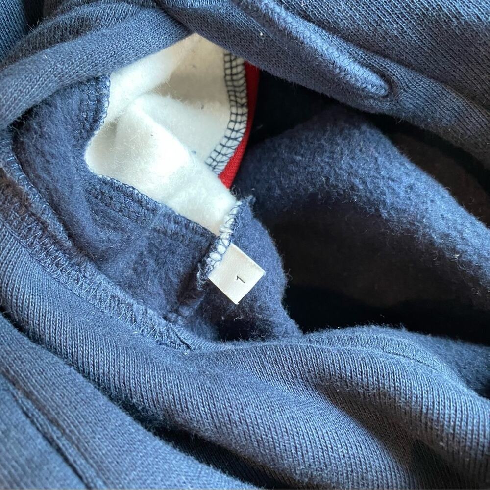 Sandro Paris Hooded Sweatshirt With Velvet Insert In Blue Size Small - Picture 9 of 10